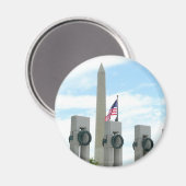Memorial Washington Monument en WWII in DC Magneet (Voorkant / Achterkant)
