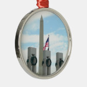 Memorial Washington Monument en WWII in DC Metalen Ornament (Rechts)