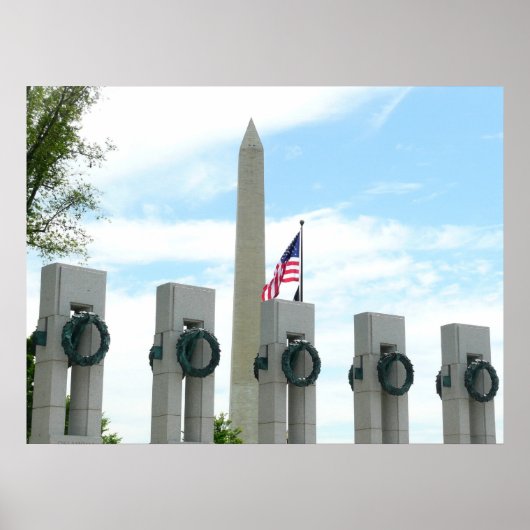 Memorial Washington Monument en WWII in DC Poster (Voorkant)
