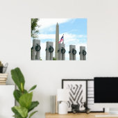 Memorial Washington Monument en WWII in DC Poster (Thuiskantoor)