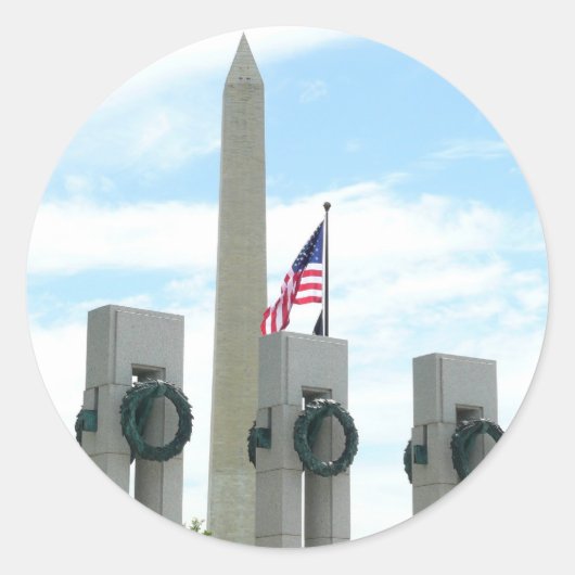 Memorial Washington Monument en WWII in DC Ronde Sticker (Voorkant)