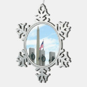 Memorial Washington Monument en WWII in DC Tin Sneeuwvlok Ornament (Rechts)