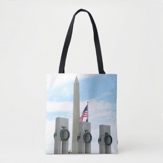 Memorial Washington Monument en WWII in DC Tote Bag (Voorkant)