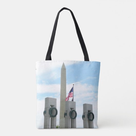 Memorial Washington Monument en WWII in DC Tote Bag (Achterkant)