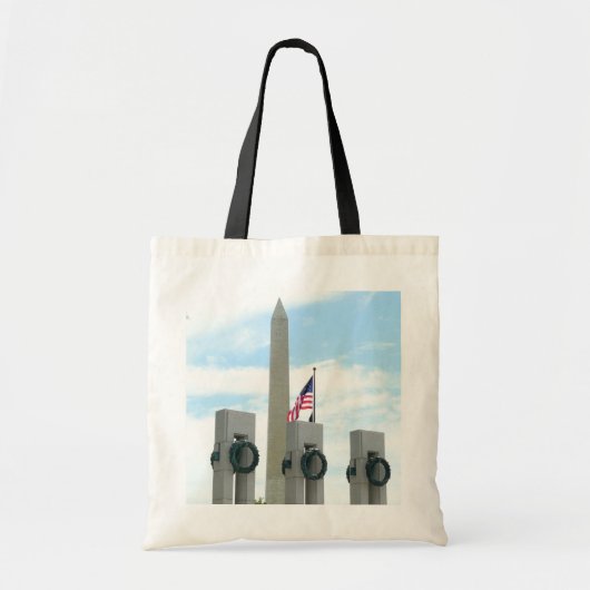 Memorial Washington Monument en WWII in DC Tote Bag (Voorkant)