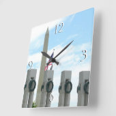 Memorial Washington Monument en WWII in DC Vierkante Klok (Hoek)