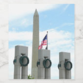 Memorial Washington Monument en WWII in DC Wijn Etiket (Enkel label)