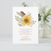 Memorial Waterverf Bird and Sunflower Botanicals Bedankkaart (Staand voorkant)