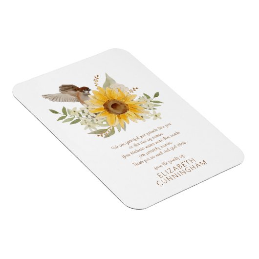 Memorial Waterverf Bird and Sunflower Botanicals Magneet (Rechterzijde)