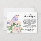 Memorial Waterverf Bird Floral Sympathie begrafeni Bedankkaart (Voorkant)