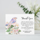 Memorial Waterverf Bird Floral Sympathie begrafeni Bedankkaart (Staand voorkant)