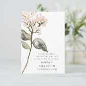 Memorial Waterverf Botanicals Floral Elegant Chic Bedankkaart (Staand voorkant)