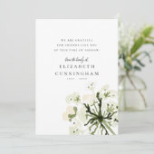 Memorial Waterverf Botanicals Floral Elegant Chic Bedankkaart (Staand voorkant)