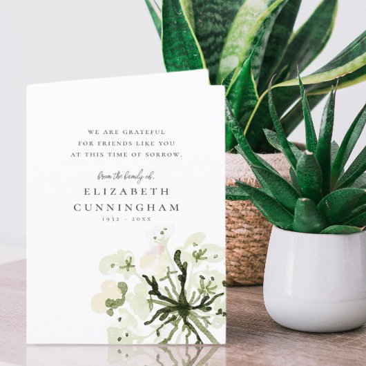 Memorial Waterverf Botanicals Floral Elegant Chic Bedankkaart