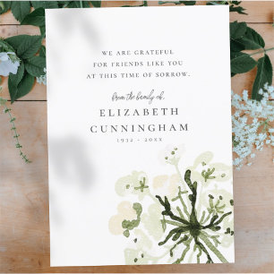 Memorial Waterverf Botanicals Floral Elegant Chic Bedankkaart