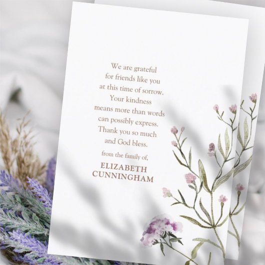 Memorial Waterverf Floral Botanicals Moderne Chic Bedankkaart