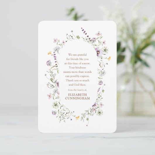 Memorial Waterverf Floral en Foliage Botanicals Bedankkaart (Staand voorkant)