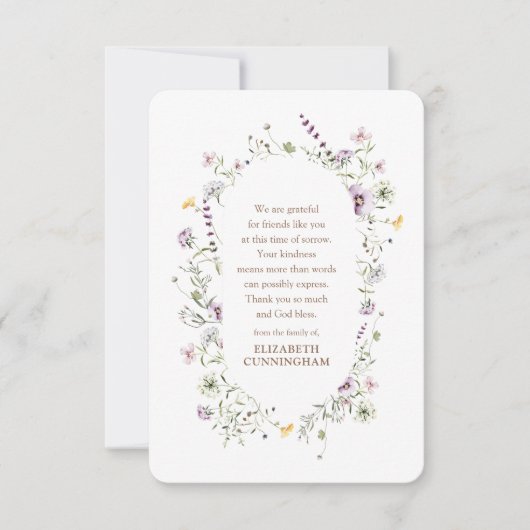 Memorial Waterverf Floral en Foliage Botanicals Bedankkaart (Voorkant)