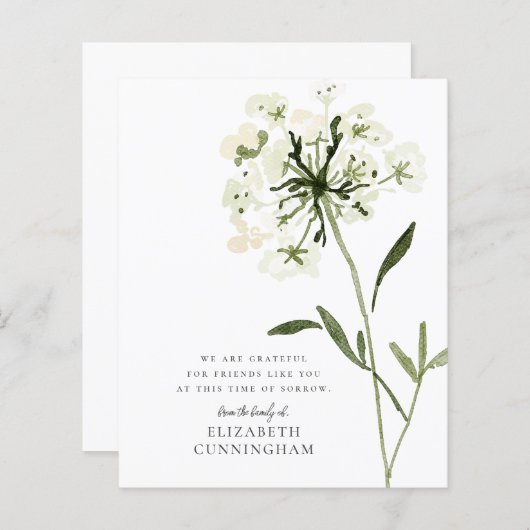 Memorial Waterverf Flower Botanicals Elegant (Voorkant / Achterkant)