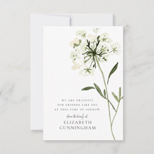 Memorial Waterverf Flower Botanicals Elegant Bedankkaart (Voorkant)