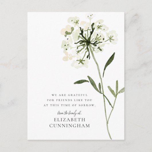 Memorial Waterverf Flower Botanicals Elegant Briefkaart (Voorkant)