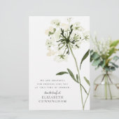 Memorial Waterverf Flower Botanicals Elegant Briefpapier (Staand voorkant)