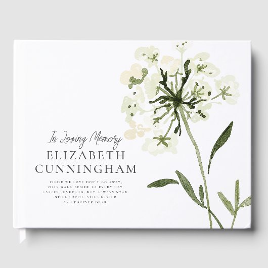 Memorial Waterverf Flower Botanicals Elegant Gastenboek (Voorkant)