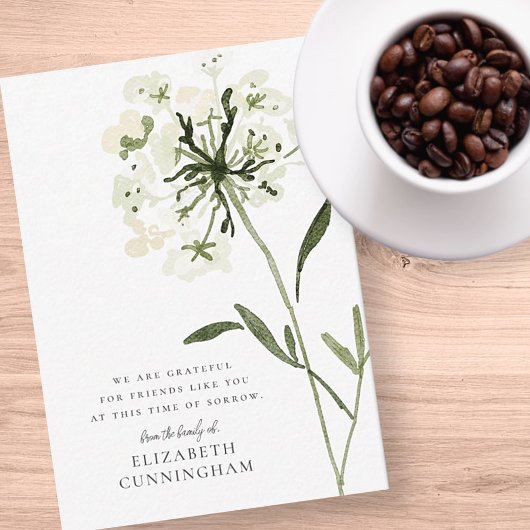 Memorial Waterverf Flower Botanicals Elegant Notitiekaartje