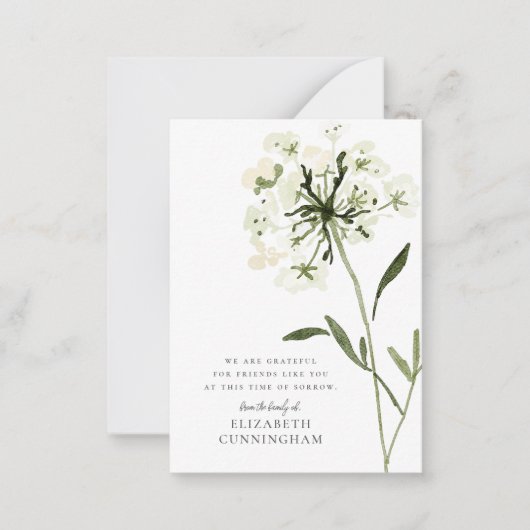 Memorial Waterverf Flower Botanicals Elegant Notitiekaartje (Voorkant)