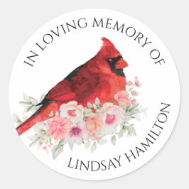 Memorial Waterverf Kardinaal Floral Favor Ronde Sticker