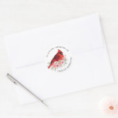 Memorial Waterverf Kardinaal Floral Favor Ronde Sticker (Envelop)