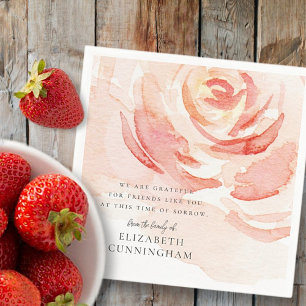 Memorial Waterverf Roos Flower Elegant Chic Servet