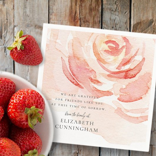 Memorial Waterverf Roos Flower Elegant Chic Servet