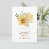 Memorial Waterverf Sunflower Foliage Botanicals Bedankkaart (Staand voorkant)