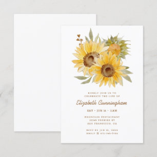 Memorial Waterverf Sunflower Foliage Botanicals Kaart