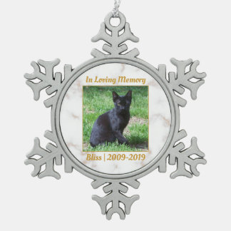 Memorial White en Gold Marble Tin Sneeuwvlok Ornament