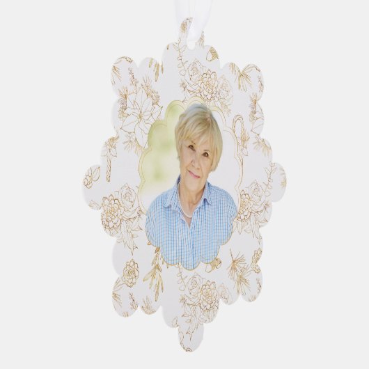 Memorial White Gold-fotokerstmis Ornament Kaart (Rechts)