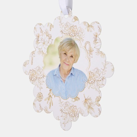 Memorial White Gold-fotokerstmis Ornament Kaart (Links)