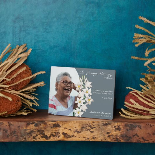 Memorial White Lily Floral Keepomwille Aangepaste Fotoplaat (Zijkant)