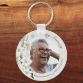 Memorial White Lily Flower Photo Custom Sleutelhanger (Voorkant)