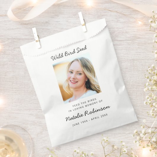 Memorial Wild Bird Seed | Moderne foto-begrafenis Bedankzakje (Geknipt)