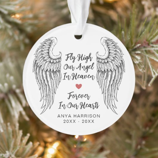Memorial Wings Fly High Photo Ornament (Boom)