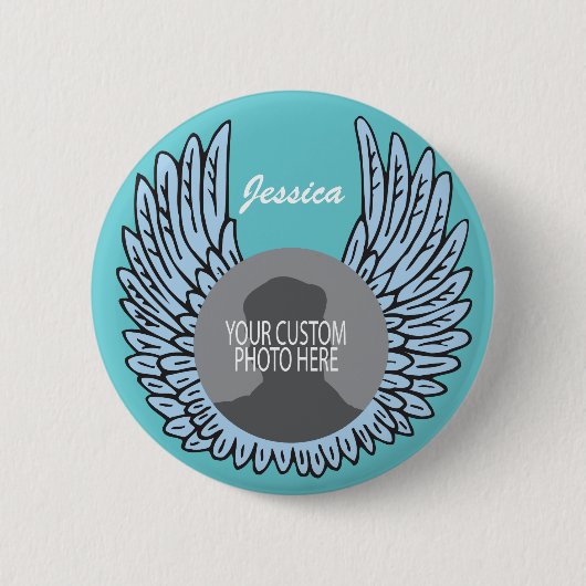 Memorial Wings Keepslag aangepaste foto Ronde Button 5,7 Cm (Voorkant)