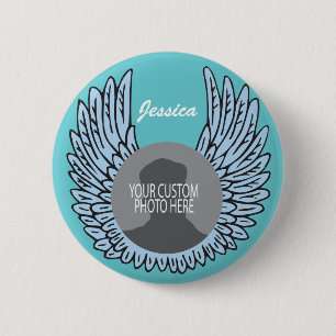 Memorial Wings Keepslag aangepaste foto Ronde Button 5,7 Cm