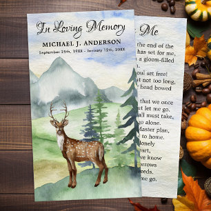 Memorial Woodland Deer Funeral Prayer Kaart Poem