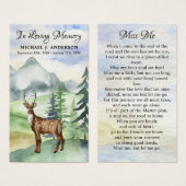 Memorial Woodland Deer Funeral Prayer Kaart Poem (Voorkant /achterkant)