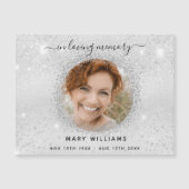 Memorial zilveren sparkles foto elegant magnet (Voorkant)