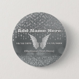 Memorial - Zilvertranen Ronde Button 5,7 Cm