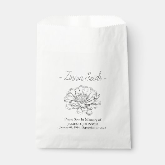 Memorial Zinnia zaadbegrafenis Bedankzakje (Voorkant)