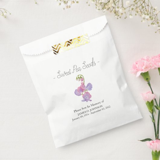 Memorial zoete erwtenzaad begrafenis bedankzakje (Gezegeld)